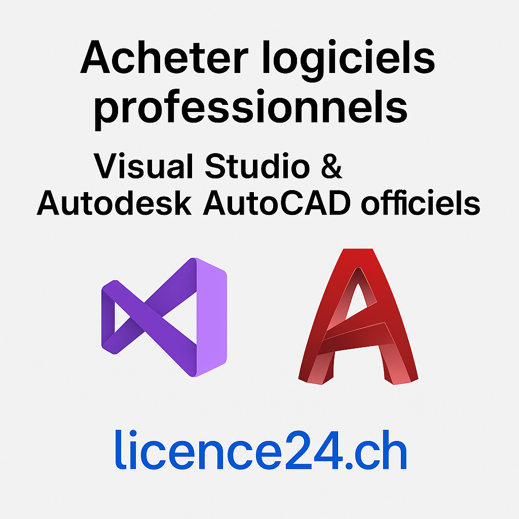 Acheter logiciels professionnels Visual Studio et Autodesk AutoCAD officiels sur licence24.ch
